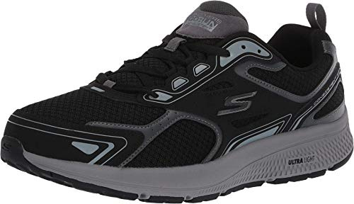 Skechers Men's GO Run CONSISTENT Sneaker, Black Leather/Synthetic/Gray Trim, 12 UK