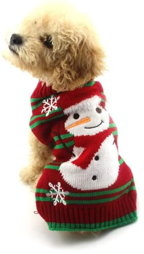 NACOCO Hunde-Schneepullover, Dicker Schneemann-Pullover, Weihnachts-Hunde-Urlaubspullover, Neujahrspullover, Haustierkleidung für kleine Hunde und Katzen (Dicker Schneemann, XXL)