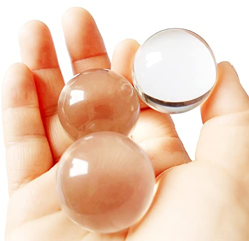 DSJUGGLING 3pcs of 1.5 Inches Clear Acrylic Contact Juggling Balls, 38mm Transparent Acrylic Ball Set