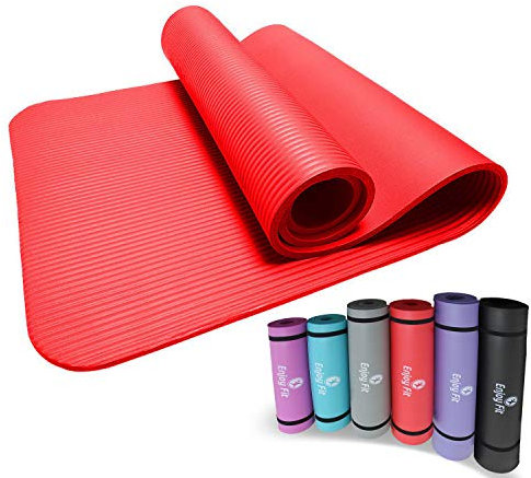 Enjoy Fit Gymnastikmatten mit Gurte Eine Vielzahl von Farben und Spezifikationen Keine Phthalate Yogamatten Einseitige rutschfest leicht zu reinigen (Rot, 185 * 80 * 1.2)