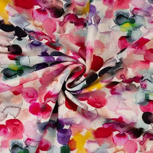 Leinen Viskose, bunt auf Ecru als Meterware zum Nähen, 50 cm