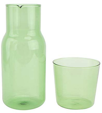 Nachttisch Glas Karaffe mit Tumbler Set Wasser Und Cup Night Set Nacht Wasserkaraffe für Saft Wein Trinken 500Ml