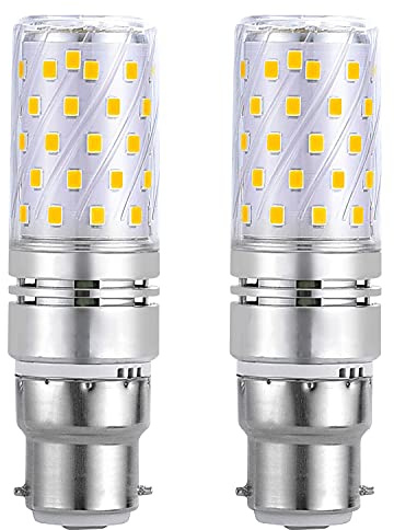 Euxper B22 Bayonet LED Light Bulb 12W Warm White 3000K, B22 LED Corn Light Bulbs, Equivalent to 100W 120W Halogen Bulb, 1200LM, Not Dimmable, AC 175-265V, 360° Beam Angle, 2 Pack