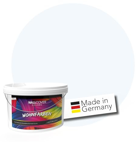 WALLCOVER hochwertige Wandfarbe für Innen | Weiß, Schaumweiß | 5L für 40m² | Hochdeckende Innenfarbe Matt (Klasse 1) | Profi Qualität aus Deutschland