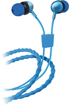 SBS Auricolari School indossabili Come Braccialetto con Cavo Jack da 3,5mm, Tasto Multifunzione per Musica e chiamate e Microfono, Blu