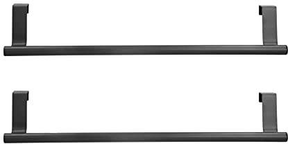 Türhänger-Handtuchhalter, robuster 430 Edelstahl, zum Aufhängen ohne Bohren, für Badezimmer- und Küchenschranktüren, schwarz, 36 cm, 2 Stück