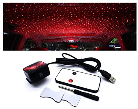 NUZAMAS Red Star Projector Night Light USB Car Roof Lights, Rotation Romantic Interior Plug and Party Play, Auto Vehicle Truck RV Boat Caravans Lights Kit TV Home Decoration