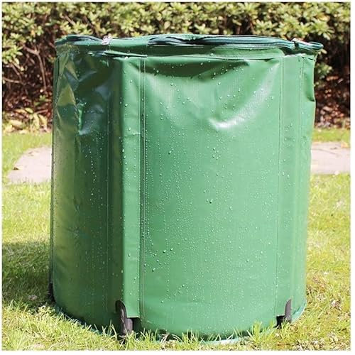 Regentonne Faltbar Faltbares Regenfass, Regenwasser-Sammelsystem, Wasser-Sammelcontainer-Kit, PVC Eimer mit Wasserhahn und Filterelement for Gärten, Rasen (Color : Green, Size : 100L/40x78cm)
