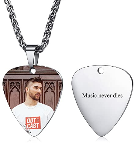 MeMeDIY Collar Personalizado de Rock and Roll para Hombre Collares de Música Personalizados para Hombres y Mujeres Joyería Fresca de Acero Inoxidable