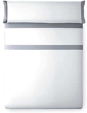 HAPPERS Juego de Sábanas Cama 150 Blanco - Gris Verano Microfibra