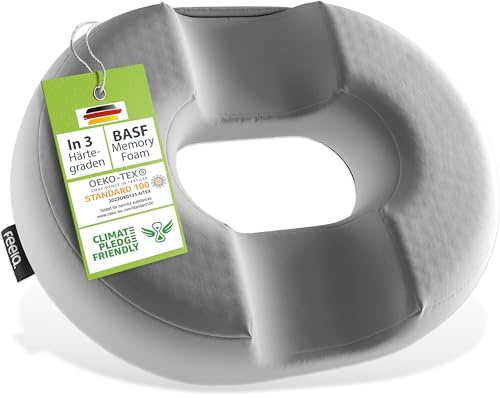 feela.® Orthopädisches Sitzring [3 Härtegrade] – Hämorrhoiden Sitzkissen mit Loch – nach OP & Geburt – Sitzring Steißbein Entlastung, Hämorriden Kissen, Sitzdonut – lindert Schmerzen (Medium)