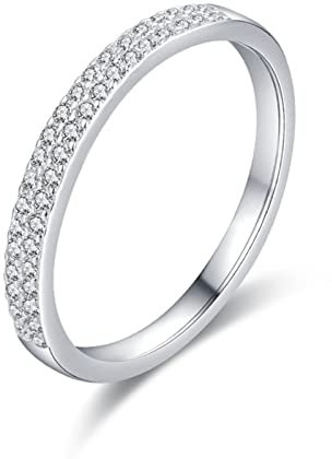 To My Wife Love Anello, Anelli in argento sterling personalizzabile strass doppia fila intarsiato gioielli alla moda donna, P 1/2, Zirconia cubica