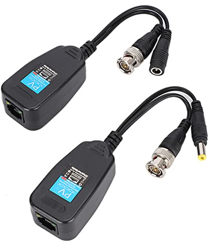1 Paio di Ricetrasmettitori Balun di Alimentazione Video Coassiali BNC Passivi CCTV a Connettori RJ45, Cavi per Telecamere di Sorveglianza