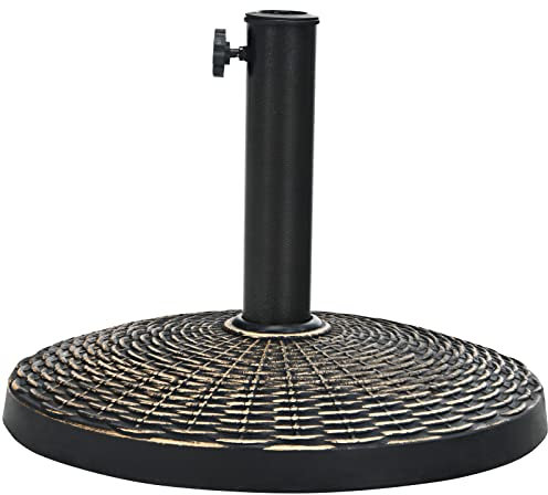 GOPLUS Sonnenschirmständer, Schirmständer für Schirmstöcke 38mm / 48mm, Sonnenschirm Ständer φ 45cm, Sonnenschirm Fuß 10kg, Marktschirmständer aus Harz & Edelstahlrohr, Balkonschirmständer Bronze