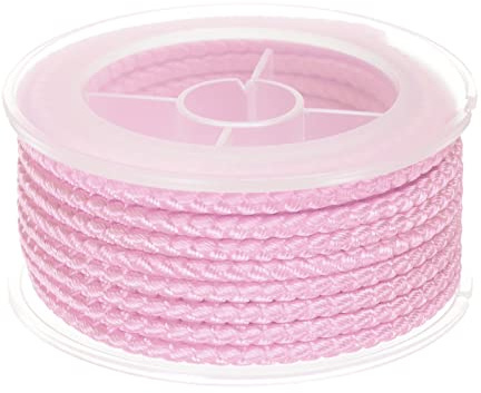 sourcing map Hilo de Nylon, Cuerda de Abalorios de Cordel, Cordón Trenzado Extrafuerte 3mm para Pulseras Joyería Fabricación Bricolaje Artesanía 4M/13 Pies, Claro Rosa