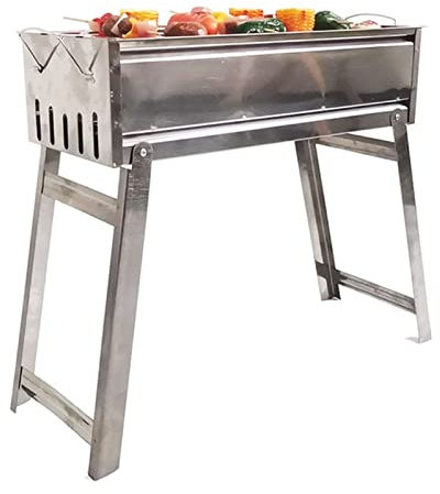 BLUNOA BBQ Tragbarer Holzkohlegrill Edelstahl-Klappgrill Barbecue Grill BBQ Smoker Grill Für Die Familie BBQ Party Im Freien Garten, Park-Stil Picknick, Camping Für 5-10 Personen