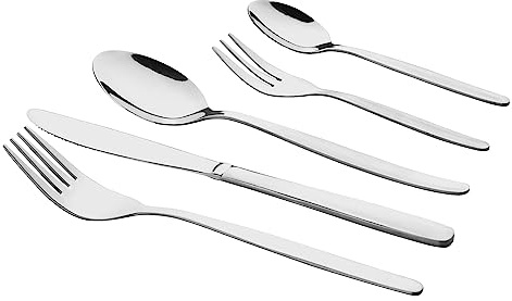 MÄSER Juego de cubiertos para 6 personas, 30 piezas, de acero inoxidable, apto para lavavajillas, cubiertos para servir con cuchara, tenedor de menú, cuchillo, cuchara de té y tenedor para tartas