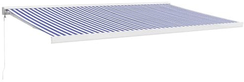 vidaXL Markise, Sonnenmarkise Einziehbar, Gelenkarmmarkise für Terrasse Balkon, Sonnenschutz Terrassenmarkise Balkonmarkise, Blau Weiß 5x3m Stoff Aluminium