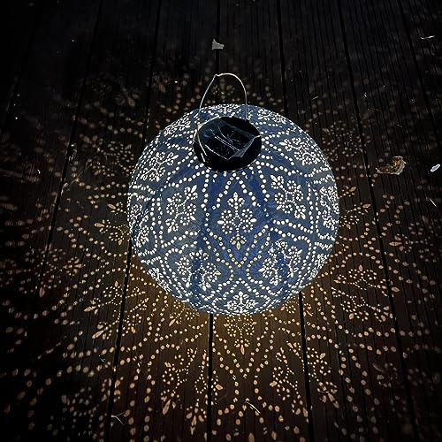 Solar Laternen Tyvek Blau marokkanische Laterne 30 cm Solar Lampions Außen Wetterfest für Garten, Hof, Innenhof, Hochzeit, Halloween Party Dekoration