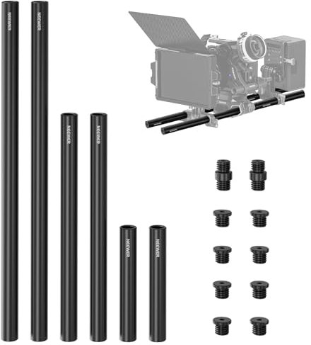 NEEWER 15mm Rods LWS System, 3 Pairs Aluminum 15mm Extension Rods (4/10cm, 8/20cm, 12/30cm) Free Length Combination for Shoulder Rig LWS Rod Support System Compatible with SmallRig Video Rig, SR009