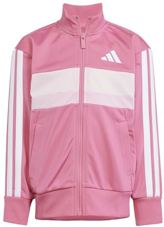 adidas Unisex Kids Seasonal Essentials Tiberio 3 Stripes Tricot Track Suit, Pink Fusion/White/Clear Pink, 5-6 Years