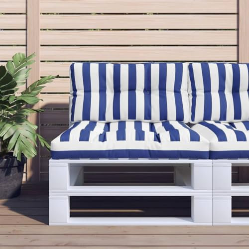 CIADAZ Kissen für Palettensofa 2 Stk Sitzauflagen Gartenmöbel, Lounge Kissen Outdoor, Palettenpolster, Palettenkissen, Sitzauflagen Für Loungemöbel, Blau & Weiß Gestreift Stoff