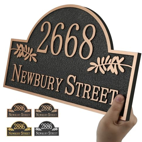 Engraved Address Plaque Large Metal - 12 x 6.9'' House Number Sign Plaque,House Numbers for Outside House,Driveway,Mailbox,Yard,Garden,Apartment,Garage,Driveway,Business