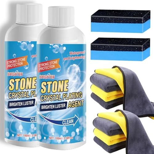 Stone Crystal Plating Agent, Stone Cristal Plating Agent, Detergente per Smacchiatore di Pietre, Pulitore Stone Crystal Plating Agent 100ml per Marmo, Granito,Varie Piastrelle (2 Pezzi)