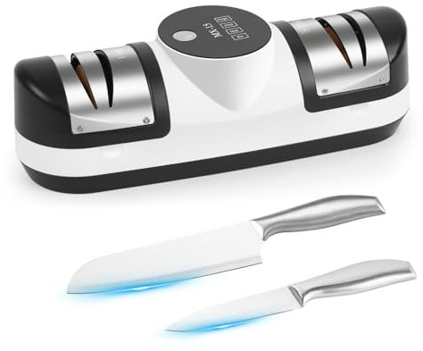 SOARFLY Messerschärfer Elektrisch, 5-in-1 Elektrischer Messerschärfer mit 3 Geschwindigkeiten, Wiederaufladbarer Messer Schärfer mit Bildschirmanzeige, Ideal für Alle Messerarten