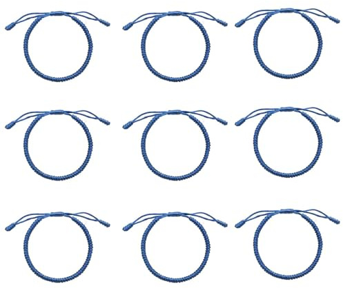 Bracciali a filo blu – Braccialetti 'amicizia in tessuto blu, realizzati a mano, set di 9 semplici cordini, braccialetti 'amicizia regolabili per uomini e donne, Siehe Beschreibung, Cavo, Vedi
