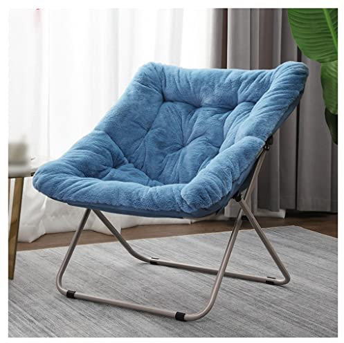 Cozy Moon Stuhl für Erwachsene, faltbarer Untertassenstuhl mit Metallrahmen, Schmetterlingsstuhl für Kinder, Einzel-Sofa, Stuhl für Schlafzimmer, Schlafsaal, Blau