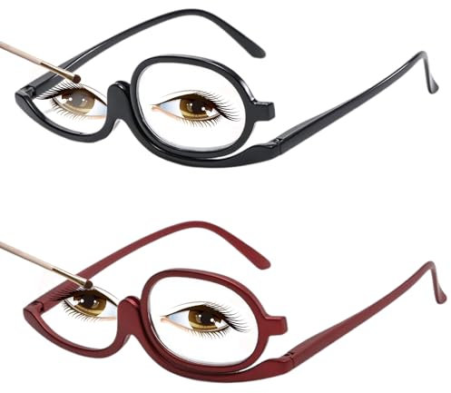 ExcellaElite Make up Glasses 2 PCS,Magnifying Makeup Glasses Flip up Lens Uk Only 250 Degrees with Flip-Up Lens Perfect for Makeup Application & Reading,Clear Vision & Stylish Design
