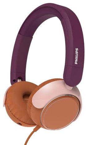 Philips TAK2000MP Casque Supra-auriculaire Pliable pour Enfants de la série 2000 - Volume limité, Partage Audio, câble 3,5 mm et USB-C Inclus - Violet Magenta