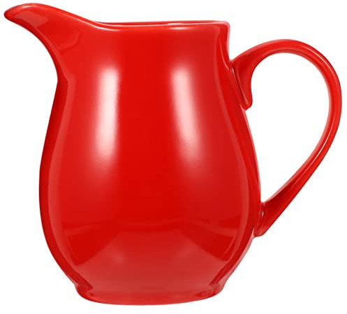 VICASKY Ceramic Gravy Boat Pourer Red Gravy Saucer for Condiments Dipping Sauces Dressings Easy to Clean with Unique Handle for Home Kitchen Use