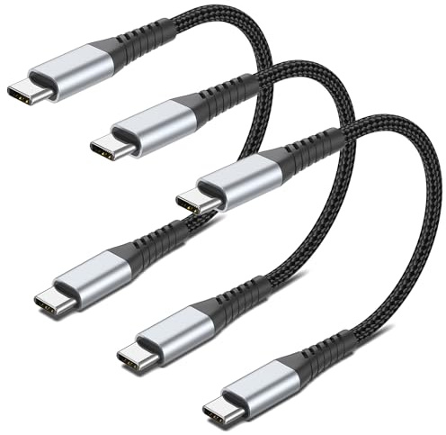 PEAKLIFT Short USB C to USB C Cable [15CM, 3Pack], 60W 3A PD Fast Charging USBC to USBC Cable Short Braided Type C to Type C Charger Cord for iPhone 16 15, Galaxy S23 S22 S21, Macbook Pro/Air, Pixel