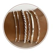 CASSIECA 6Pcs Armband Damen Silber Ketten Armbander für Damen Mädchen Armkette Figaro Cuban CZ Fischgrätenkette Kettenarmbänder Verstellbar Modeschmuck Armbander Set mit Schmuckkästchen