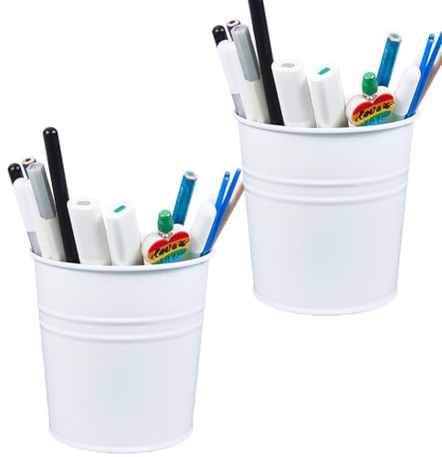 craspire Stifthalter Aus Weißem Metall Make Up Pinselhalter Bleistiftbecher Für Den Schreibtisch Make Up Pinsel Organizer Behälter Für Schreibwaren Bunte Kleine Eimer Für Büro Klassenzimmer Schule
