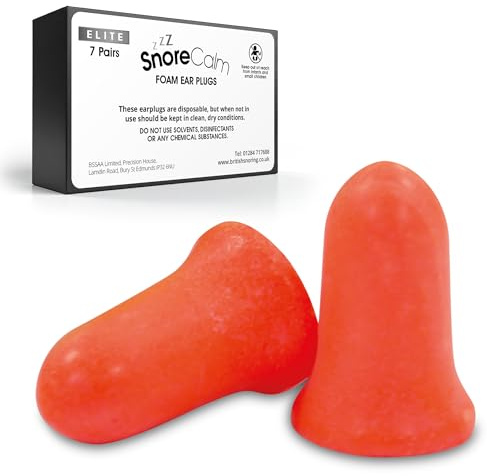 BSSAA Snore Calm Elite Foam Ear Plugs 7 Pairs 37dB Noise Blocking Aid Plus! | Premium contoured sleep earplugs with a soft foam hypoallergenic design for enhanced comfort and easy insertion