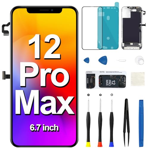 per iPhone 12 Pro Max Kit di sostituzione dello schermo con altoparlante auricolare Schermo LCD Touch Display 3D Digitalizzatore Assemblea completa Sensore di luce ambientale di prossimità A2342 A2410