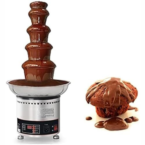 SGKOMN Electric Melting Chocolate Fondue Fountain, Chocolate Fountains Machine 30-150℃ Adjustable Sauce Melting Pot Ideal for for Sweet Treats, Fruits, Nuts or Party, Wedding (4Tier)