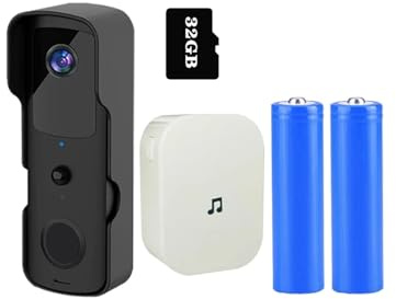 VEKELETE Sonnette connectée Tuya Wi-FI HD 1080p, interphone étanche avec Batterie et Haut-Parleur, vidéo extérieure, caméra(6 PCS Dust Bags)