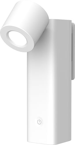 Electraline 58059 Foco de pared LED, 30 lúmenes, 3000K, orientable, recargable con cable USB-C (incluido), 1200 mAh, blanco