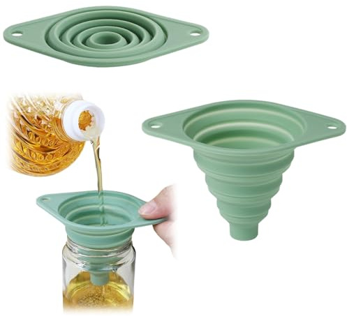 Silicone Funnel,Small Funnels for Filling Bottles or Containers,Collapsible Funnel,Silicone Funne/l for Filling Bottles,Durability Kitchen Large Wide Mouth,Kitchen Funne/l,Kitche/n Accessories,Green