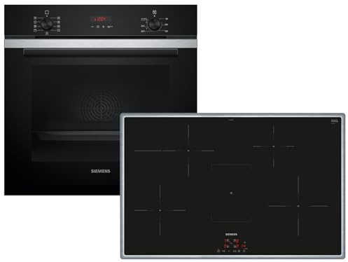 Siemens Set PQ214IA02Z Pyrolyse Backofen Edelstahl HB273ABS3 + Induktionskochfeld EH845BFB5E