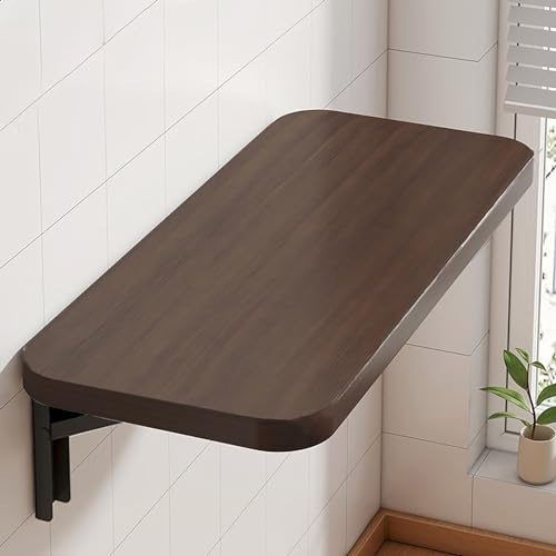 Scrivania a muro, Con staffe for mensole pieghevoli in metallo for impieghi gravosi, for postazioni di lavoro for computer in ufficio domestico, banco da studio(Walnut Color,100x30cm39.4x9.4in)