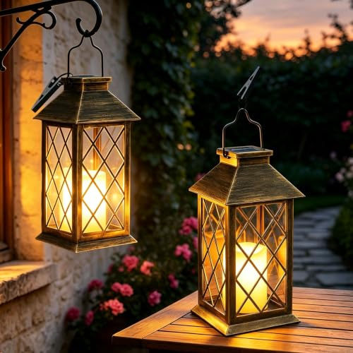 Yowin Farolillos Solares Exterior 2 Piezas 22cm Grande Lampara Jardin