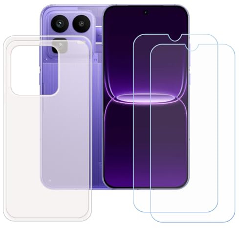 CongJiaLingXi Funda para Realme Neo8 (6.78) + Screen Protector, Translúcido Suave Silicona Caso + [2 Piezas] Cristal Templado Film Vidrio.