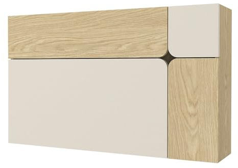 Vente-unique - Bureau Suspendu avec 3 Portes – Beige et Naturel – LYNATO - avec Rangement