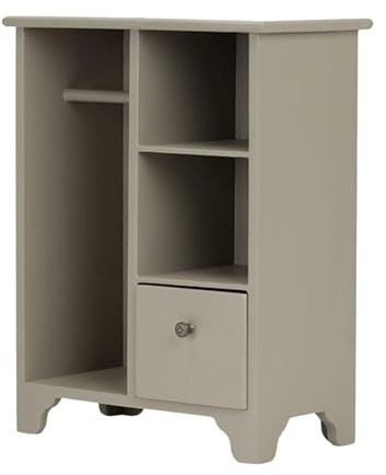 FewNvWa Puppenkleiderschrank Aus Holz, Dekoratives Accessoire für Puppenhäuser, Feine Und Handgefertigte Details, Geeignet für Wohnzimmerdekoration Und Aktivi, Grau Grün
