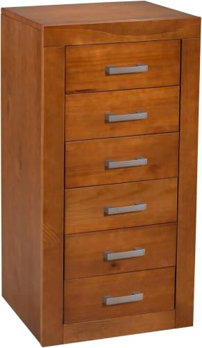 Moblit Cajonera Comoda Sinfonier de Seis Cajones Realizado en Madera de Pino Macizo Color Cerezo Serie Kalpe Medidas (105x50x40) cm (altoxanchoxfondo) Robusto y Duradero